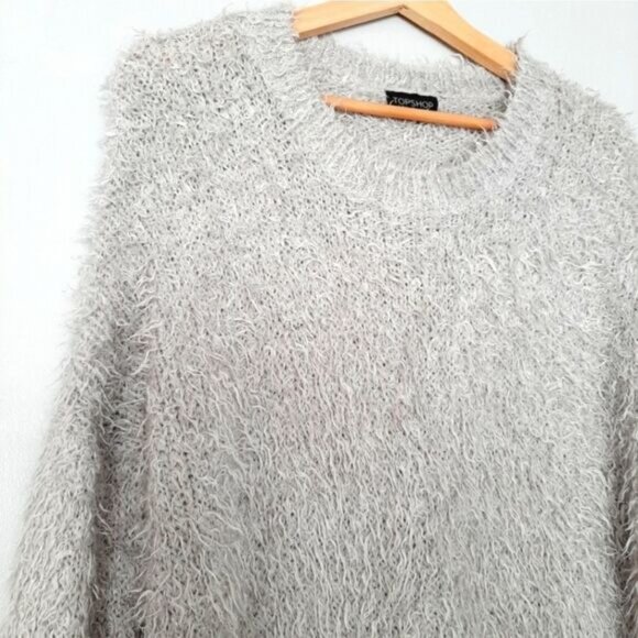 TOPSHOP Cozy Eyelash Fuzzy Crewneck Sweater w/ Sparkle Sz 4 - Picture 5 of 10